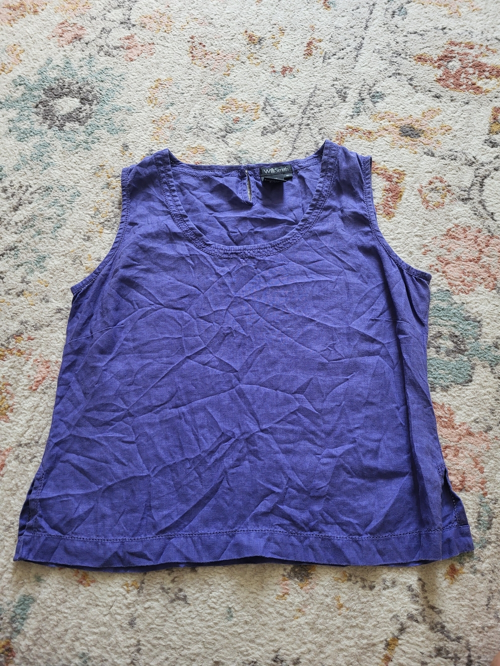 Vintage 100% Linen Willi Smith Purple Sleeveless Tank Top